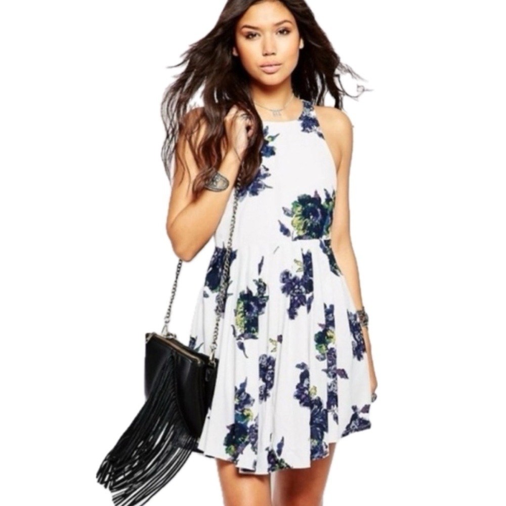 Free People Flutterby Blue Floral Dress 0